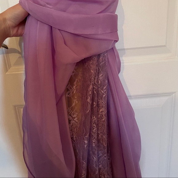 La Femme Beaded Lavender Strapless Prom Gown - Picture 11 of 16
